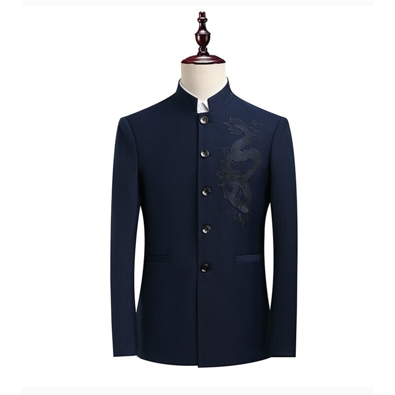 XZ8610P125中山装婚礼中式结婚男士套装修身风立领龙纹民风，男装西服，星座510A-2