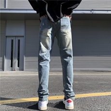 美式破洞泼墨潮流痞帅宽松百搭牛仔裤ZK834-P65，男装牛仔裤，星座313A(原308A-2)