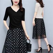 芷墨夏季新款时尚简约显高套装通勤职场上衣裙子俩件套，女装套装/套裙，芷墨服饰