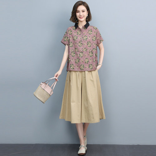 2021夏季时尚简约大方气质优雅印花碎群两件套,女装套装/套裙,悦见她