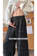 经典小香风文艺范休闲裤慵懒垂感法式时髦情侣款长裤K887P45控78，男装休闲裤，电商A102B