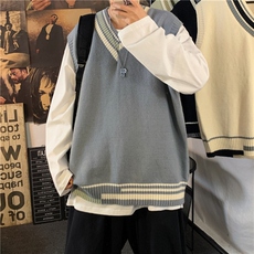 毛衣V领针织背心日系学生宽松学院风套头男女马甲百搭MJ9009-P35，男装针织衫/毛衣，星座1008-1
