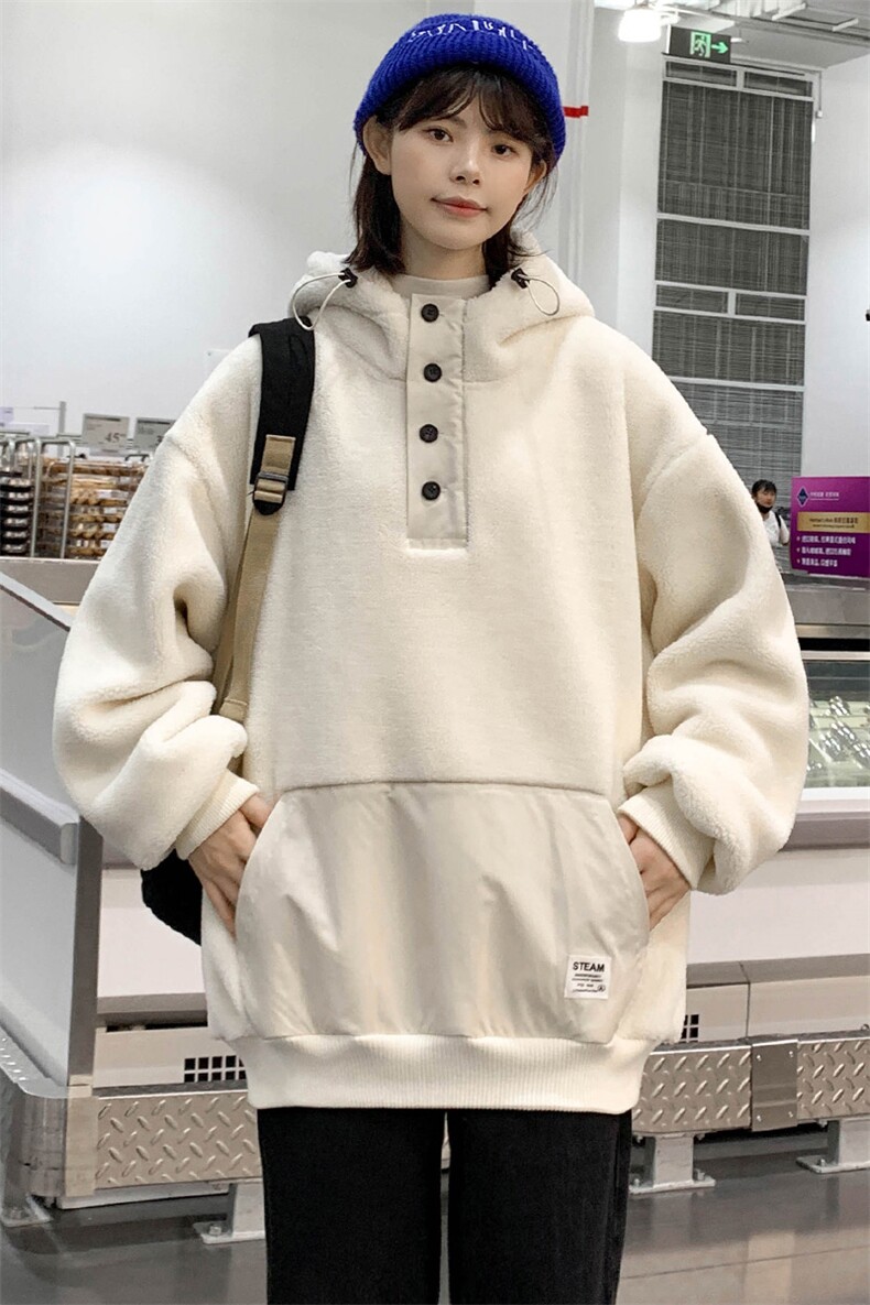 2023秋冬百搭羊羔绒上衣潮加厚连帽卫衣外套男女981-P90控价128,男装卫衣,电商A441-1