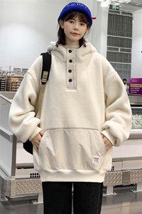 2023秋冬百搭羊羔绒上衣潮加厚连帽卫衣外套男女 981-P90 控价128图片