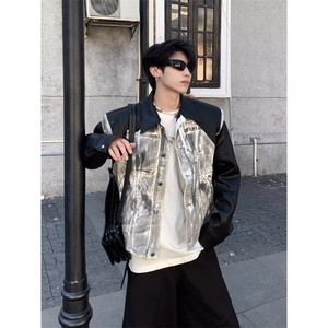 小众朋克拼接设计感机车皮衣夹克外套 JK8570 特P75图片