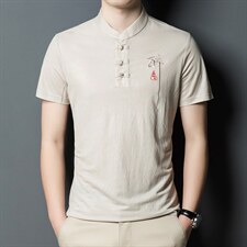 2023新款夏装冰丝短袖t恤男中老年人衣服夏季中年男装上衣polo衫，男装T恤，电商B212（原钱塘6029）