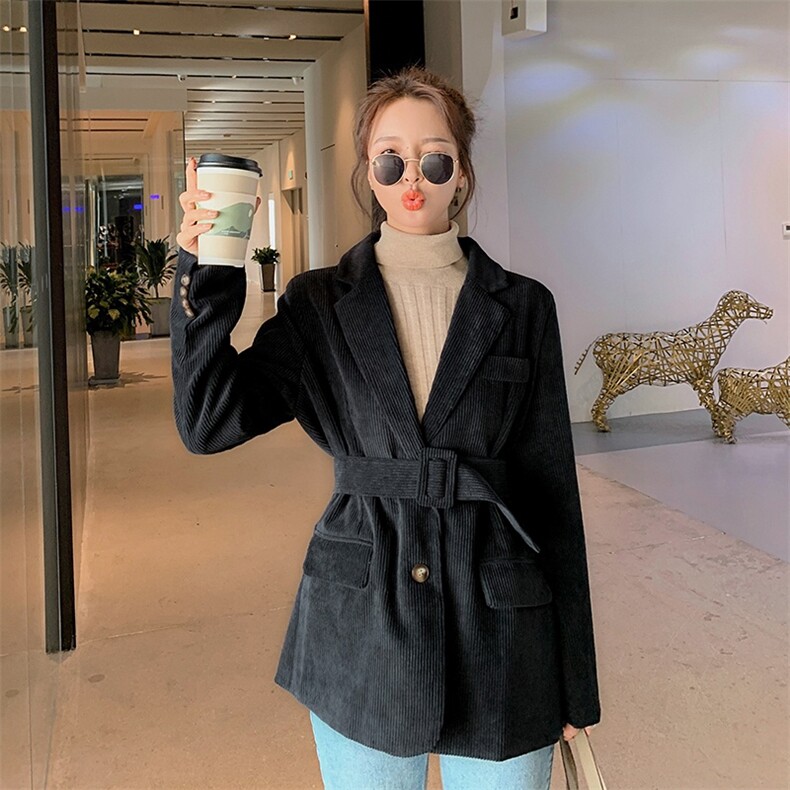 大货已出！数据好！2021秋冬两色灯芯绒西装165A-6566-P110-K168，女装西装，浙宝123