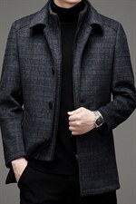 男装羊毛风衣可拆卸内胆男外套宽松翻领秋冬爸爸装HM2102-P250，男装毛呢大衣，电商B212（原钱塘6029）