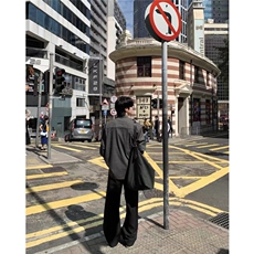 网图美式复古休闲格纹通勤长袖衬衫复古慵懒衬衣A025-RC6388-P33，男装衬衫，电商A025