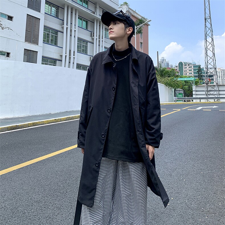 港风休闲男士春季风衣中长款F8871P48图片