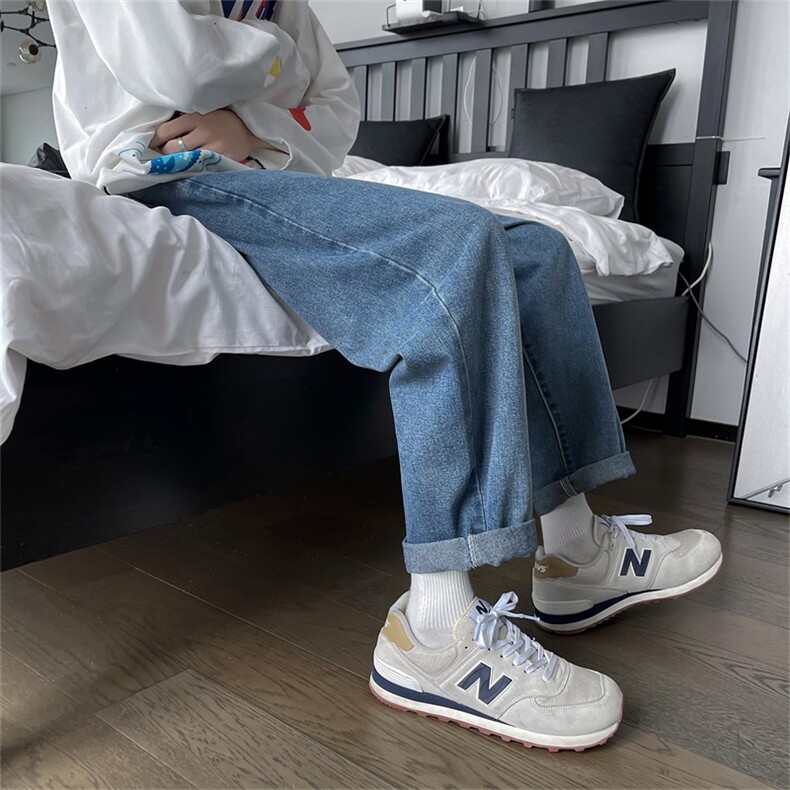 @高品质春季牛仔裤男女中性纯色直筒阔腿裤A080-9231-P30控48，男装牛仔裤，电商A080