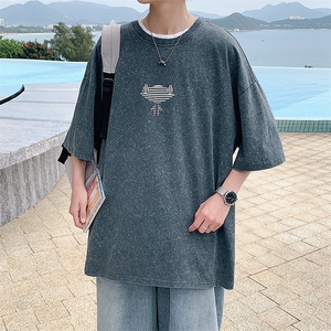 抖音得物供货 日系港风复古水洗纯棉时尚T恤短袖 1522-P50 控价68图片