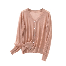 轻熟知性气质时尚百搭女士金丝边大版防晒开衫，女装蕾丝衫/雪纺衫，北娇羊绒