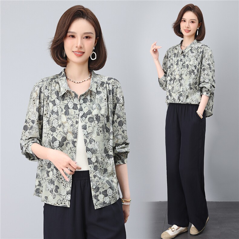 2025年秋季纯棉宽松型印花翻领上衣，女装衬衫，依恋蒂丝