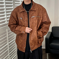 现货-春款复古皮衣男pu机车服皮外套潮牌痞帅夹克-AP23106-P115，男装夹克，电商A351