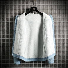jk617J-p68-限价98网格加绒羊羔毛牛仔棉衣肥仔长款大码，男装棉衣，星座103A