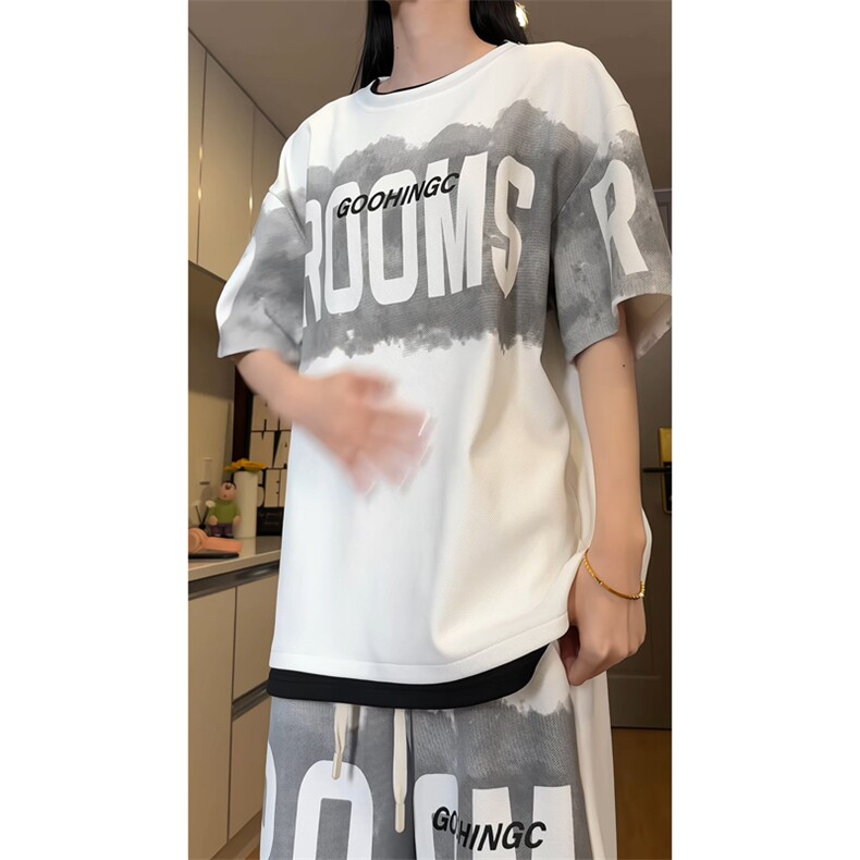 量大优供视频菠萝格套装短袖短裤男大码M-5XTZ22-特P50,男装休闲套装,电商B325