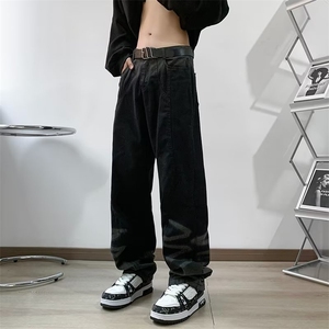 欧嘻哈vibe做旧渐变直筒牛仔裤男女复古潮牌宽松阔腿裤CN3038-P48图片