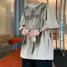 潮涂鸦t恤男夏季高街短袖oversize美式痞帅情侣半截袖T9888-p28，男装T恤，星座1008-1