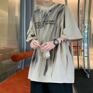 潮涂鸦t恤男夏季高街短袖oversize美式痞帅情侣半截袖T9888-p28图片