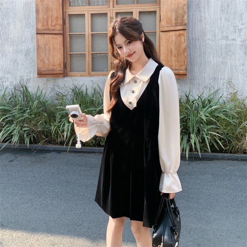 26春新款现-赫本风简约休闲丝绒连衣裙2608-P160K258,女装连衣裙,2B190