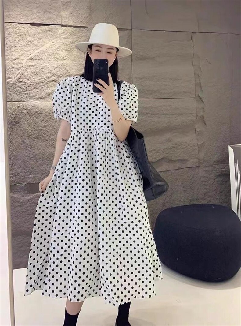 欧巴波点连衣裙，女装连衣裙，1+9