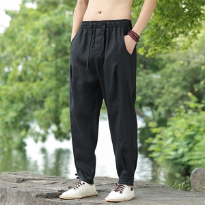 纯亚麻 脚口盘扣休闲裤 星座815-8612p110图片