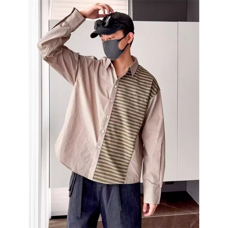 商场同款]长袖衬衫男条纹衬衣外穿式2026春新款上衣宽松,男装衬衫,四季星座505