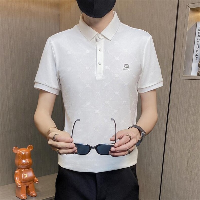 PL054-P45短袖t恤男夏季新款翻领POLO衫个性潮牌韩版休闲上衣图片