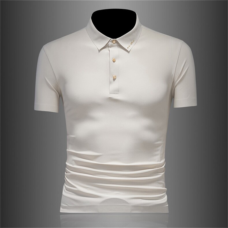 2025主推9色时尚商务弹力无痕polo衫短袖男冰丝翻领T恤T0703-P68，男装Polo衫，电商D342
