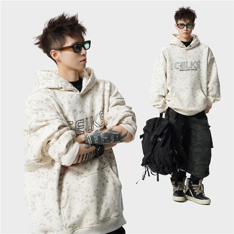秋季扎染重磅420克连帽卫衣男 B219A-ZL2501-P65加绒P70控98图片