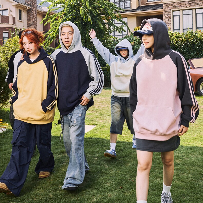 春季！400克足全棉潮牌高品质撞色连帽卫衣外套男RH112-P48,男装卫衣,星座610B-1