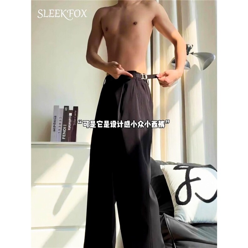 柳叶弯刀西裤男女冰丝修身显瘦微喇裤子高个子加长垂感直筒裤,男装西裤,星座601-1