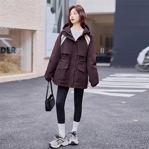 精品白鸭绒派克羽绒服女2024冬季新款休闲连帽工装情侣冲锋衣外套图片