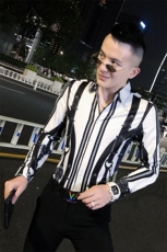 2021春秋衬衫社会男长袖上衣印花男装韩版修身四季潮流衬衣Q859-P55，男装衬衫，星座419（原A233）