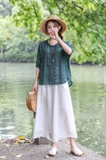 【现货】夏季新款纯苎花边上衣+双层苎阔腿裤，其它，依鼎衣典