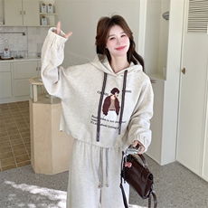26春新款现-慵懒分盐系撞色卡通连帽卫衣套装2631-P175K288，女装套装/套裙，2B190