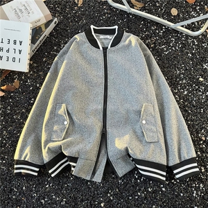 时尚新款百搭潮流文艺棒球服毛呢外套原宿气质简约日系HH209 P59图片