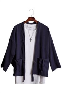 中国风宽松薄款开衫和服式男道袍7七分袖外套大码复古汉服唐装