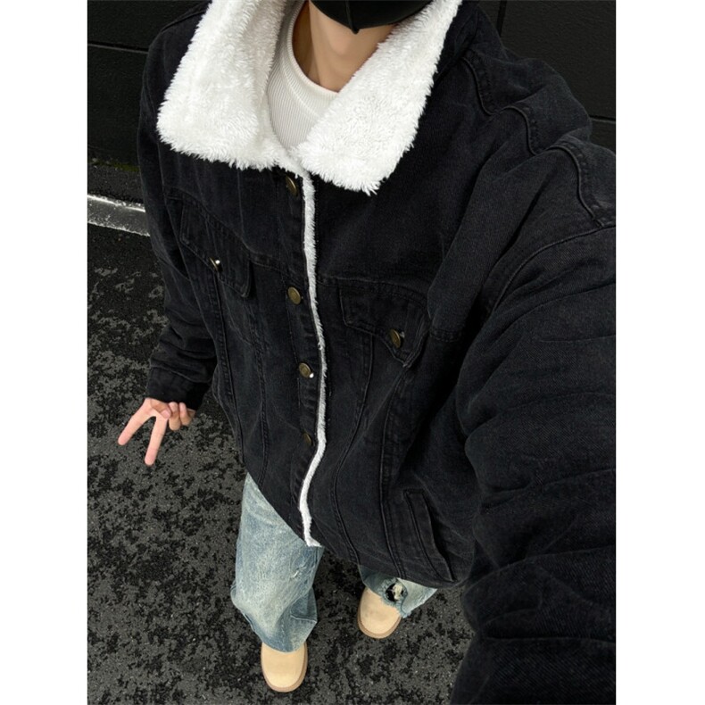 现货！奶fufu羊羔毛加棉牛仔外套1005-CHYWT03-P108，男装工装外套，星座1005