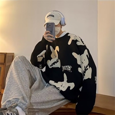 兔年红色毛衣男新款潮慵懒保暖卡通情侣针织衫鹿毛绒M5563P45，男装针织衫/毛衣，星座1116-2