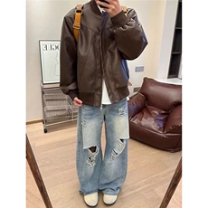 有货。pu皮衣外套男款春秋cleanfit短款夹棉机车夹克W6924-P62，男装夹克，星座412-3