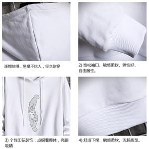 WY2147-P40 纯棉连帽卫衣男大码运动帽衫宽松薄外套 网格挂拍图片