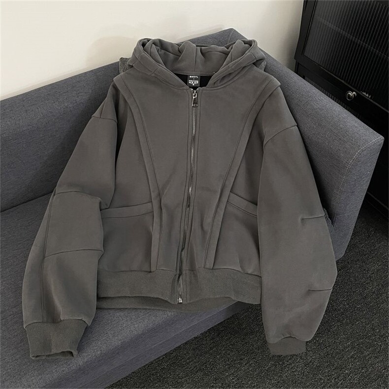 加绒加厚冬款男连帽棉衣保暖卫衣拼接外套WY8104P93,男装卫衣,星座1013-1