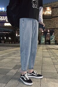 春款九分直筒牛仔裤男宽松韩版老爹休闲裤潮DS671T图片