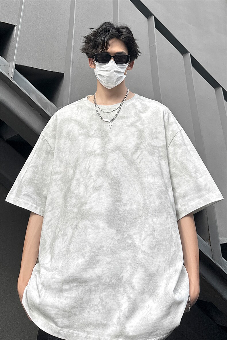 扎染短袖X5547-TP3048夏季可二开脏脏T休闲百搭五分袖T恤男,男装T恤,电商A102