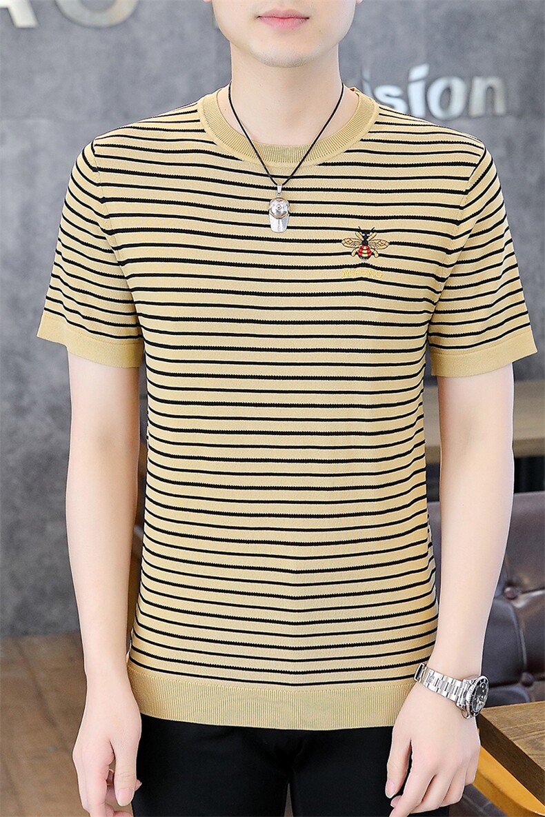夏季新款中年男士短袖t恤薄款男装时尚休闲修身打底衫上衣服体恤,男装T恤,电商B212（原钱塘6029）