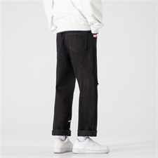 xz103A-k705-P48-限价68-得物无影墙白底大码破洞长裤阔腿肥仔，男装休闲裤，星座103A
