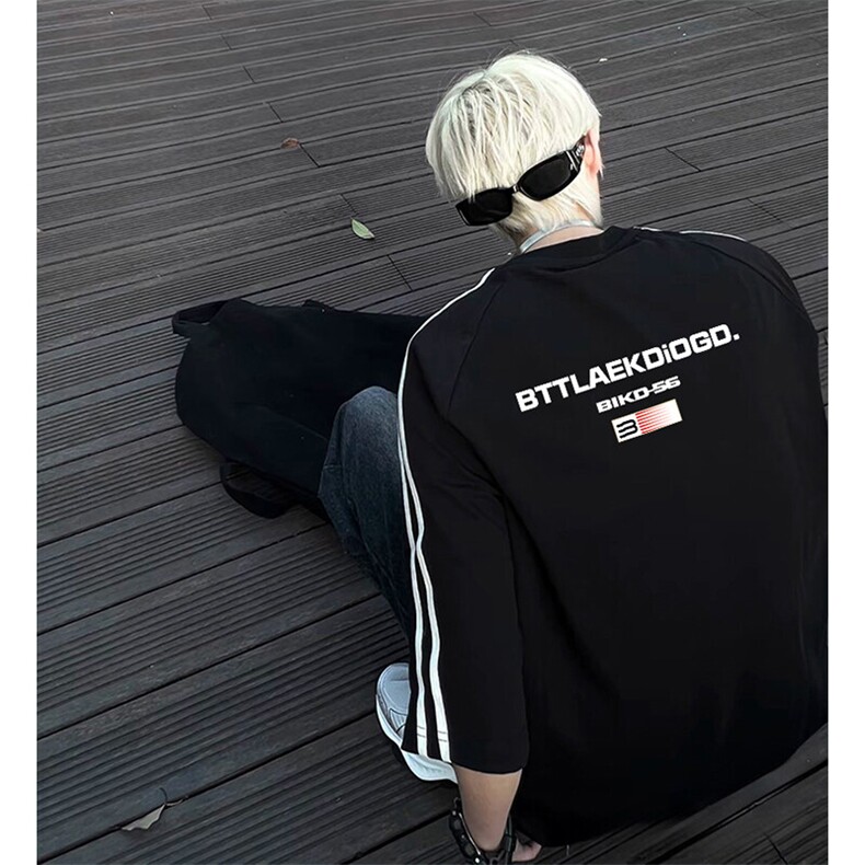 抖音得物高品质二开240克宽松纯棉美式潮牌三条杠织带短袖T恤，男装T恤，电商A486