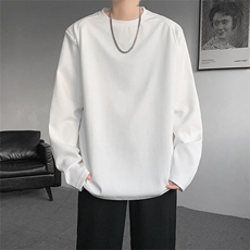8XL-M重磅垫肩长袖T恤男设计感圆领卫衣正肩纯色打底衫DX329P48，男装T恤，电商D206-1